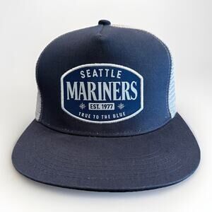 Melonwear Mens Blue MLB Seattle Mariners Adjustable SnapBack Trucker STIHL Hat